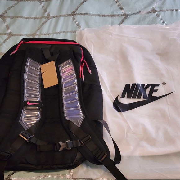 Nike Black Backpack with Pink Trim and Reflective Shoulder Panels